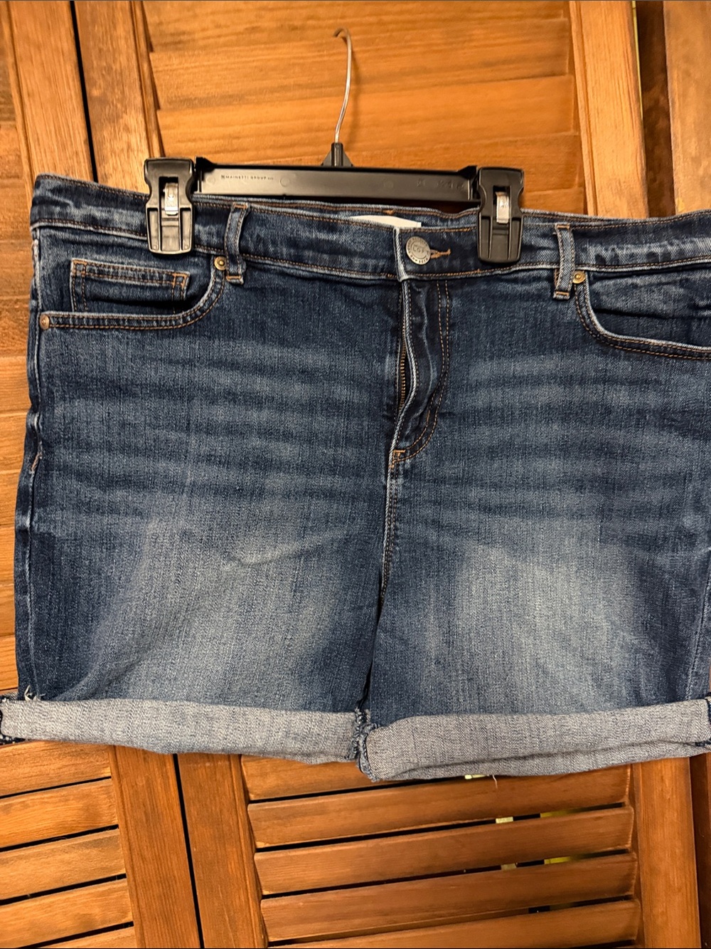LOFT Dark Blue Rolled Hem Denim Shorts